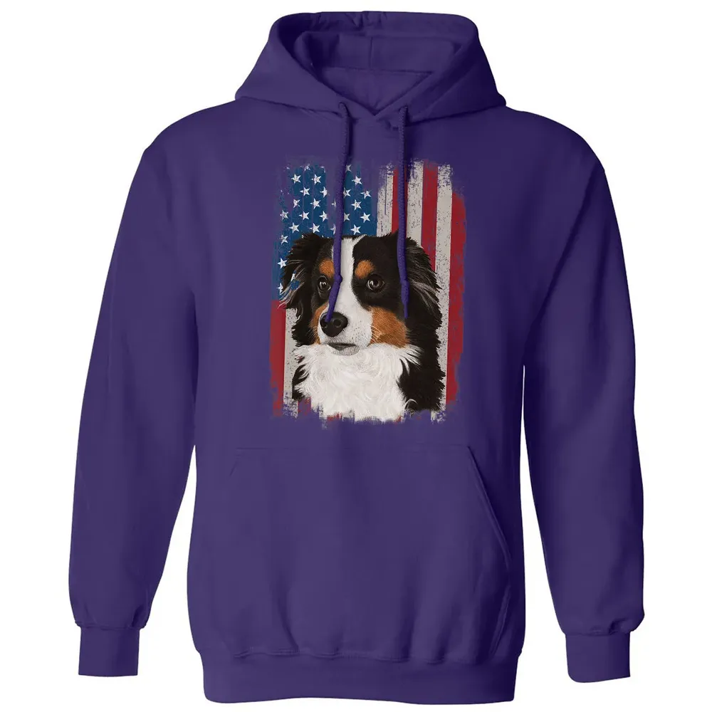 Australian Shepherd American Flag 4th Of July T Gifts Classic Unisex Hoodie - 6