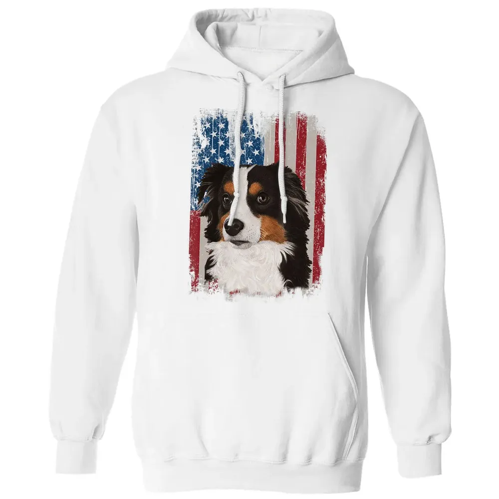 Australian Shepherd American Flag 4th Of July T Gifts Classic Unisex Hoodie - 11