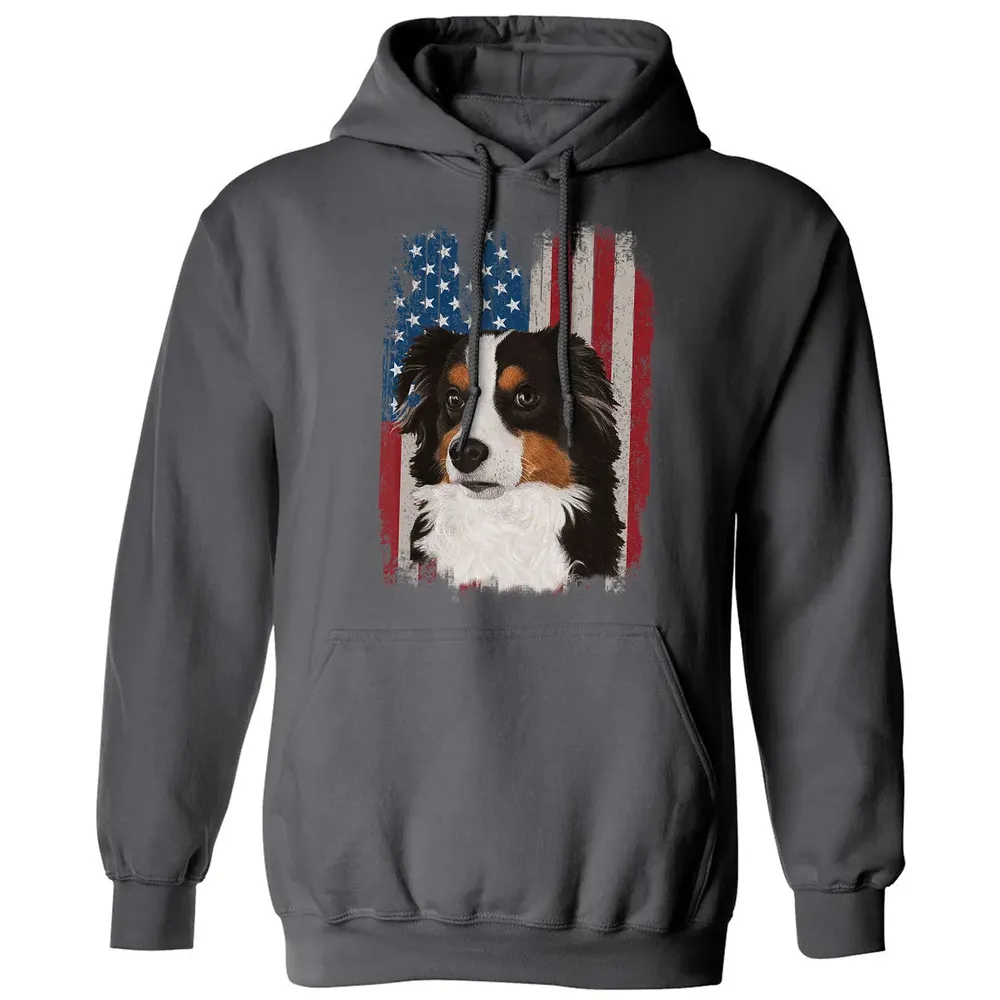 Australian Shepherd American Flag 4th Of July T Gifts Classic Unisex Hoodie - 7