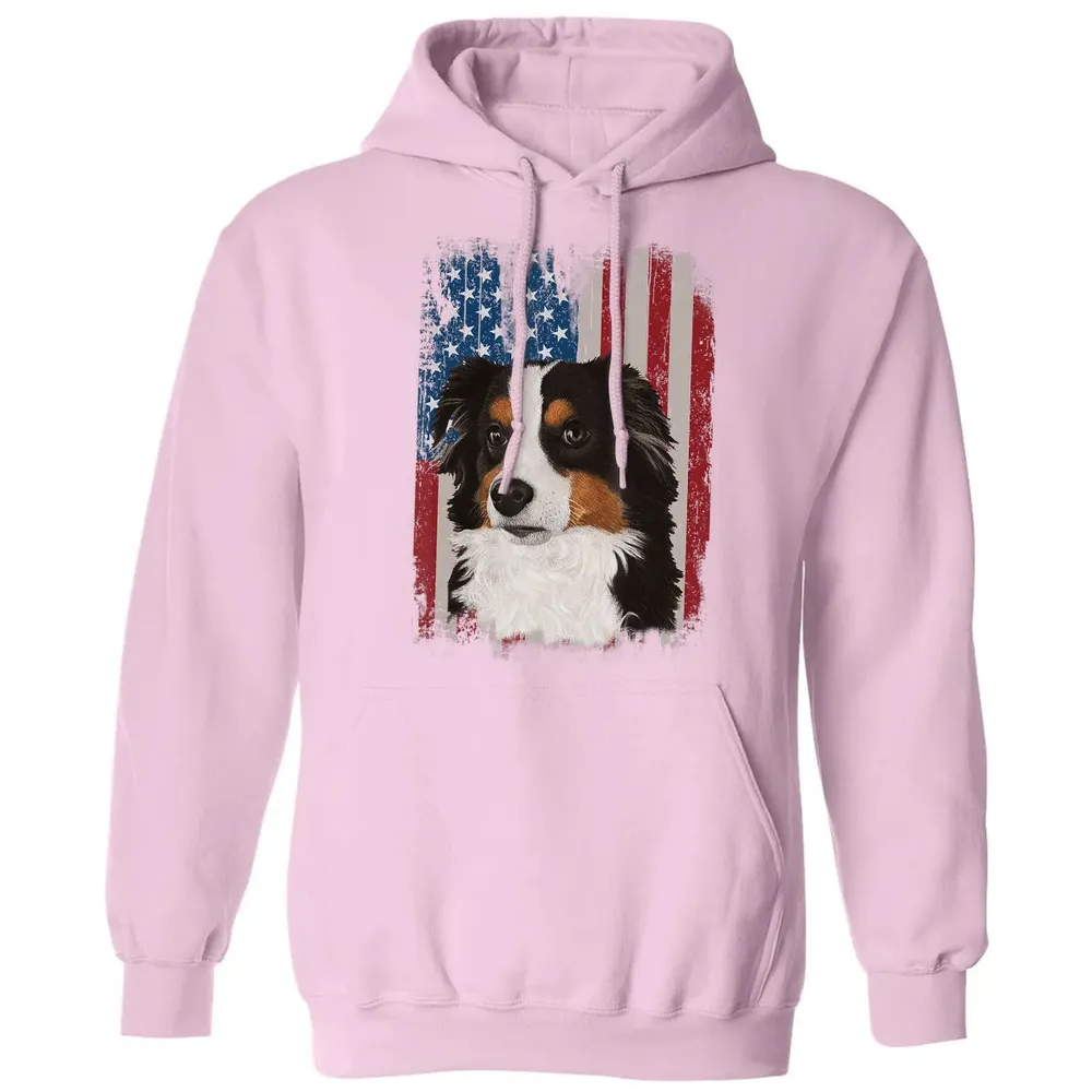 Australian Shepherd American Flag 4th Of July T Gifts Classic Unisex Hoodie - 3