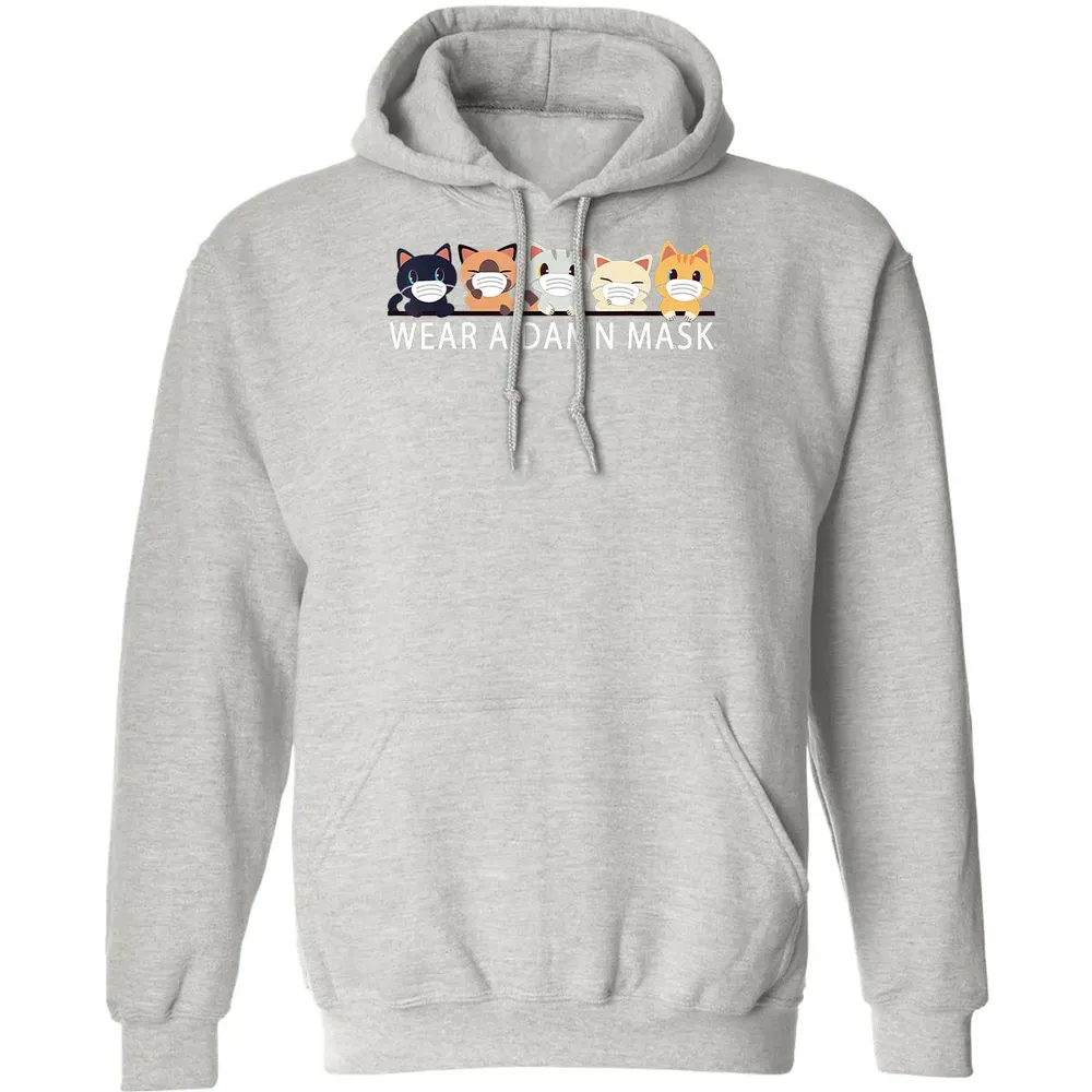 Cats Lovers Wear a Damn Mask   Quarantine Gift Cat Face Mask Classic Unisex Hoodie - 8