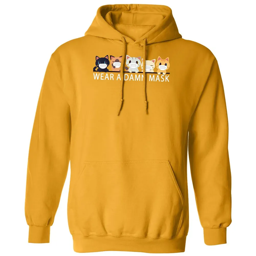 Cats Lovers Wear a Damn Mask   Quarantine Gift Cat Face Mask Classic Unisex Hoodie - 12