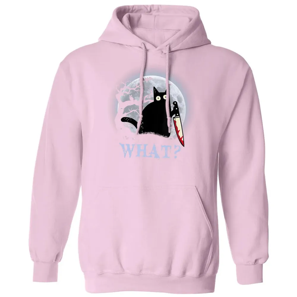 Cat What Murderous Black Cat With Knife Halloween Costume Classic Unisex Hoodie - 3