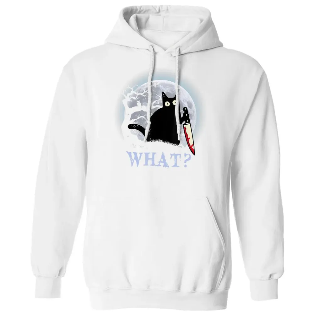 Cat What Murderous Black Cat With Knife Halloween Costume Classic Unisex Hoodie - 11
