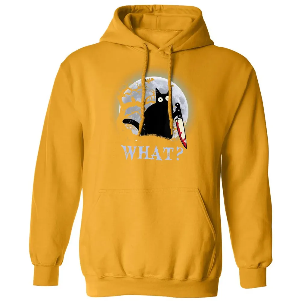 Cat What Murderous Black Cat With Knife Halloween Costume Classic Unisex Hoodie - 12