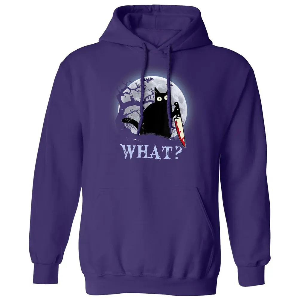 Cat What Murderous Black Cat With Knife Halloween Costume Classic Unisex Hoodie - 6