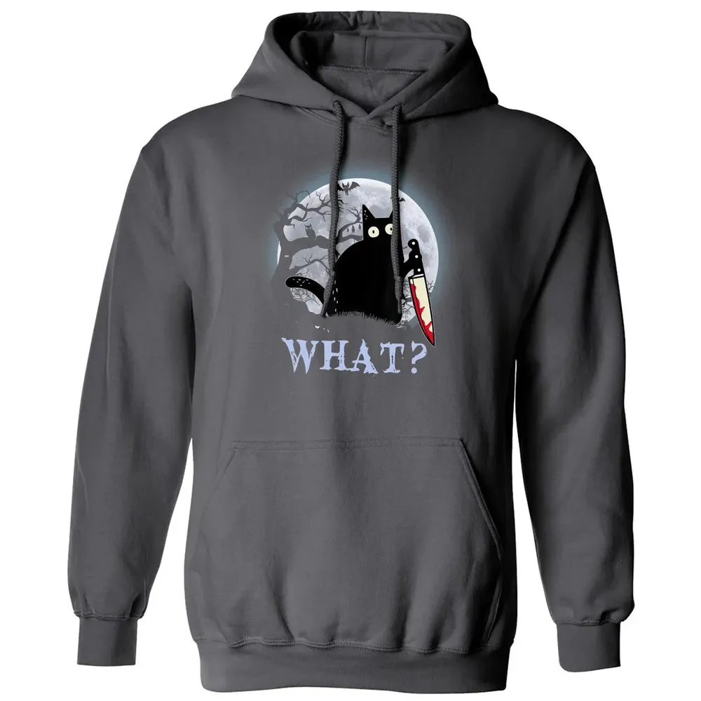 Cat What Murderous Black Cat With Knife Halloween Costume Classic Unisex Hoodie - 7