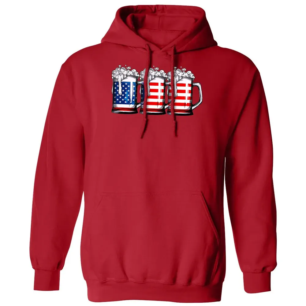 Beer American Flag  4th of July Men Women Merica USA Classic Unisex Hoodie - 5