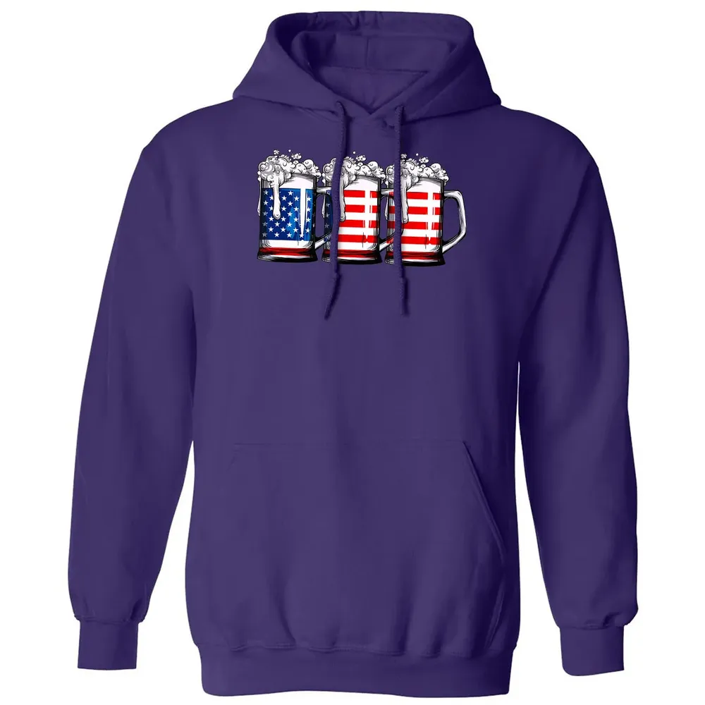 Beer American Flag  4th of July Men Women Merica USA Classic Unisex Hoodie - 6
