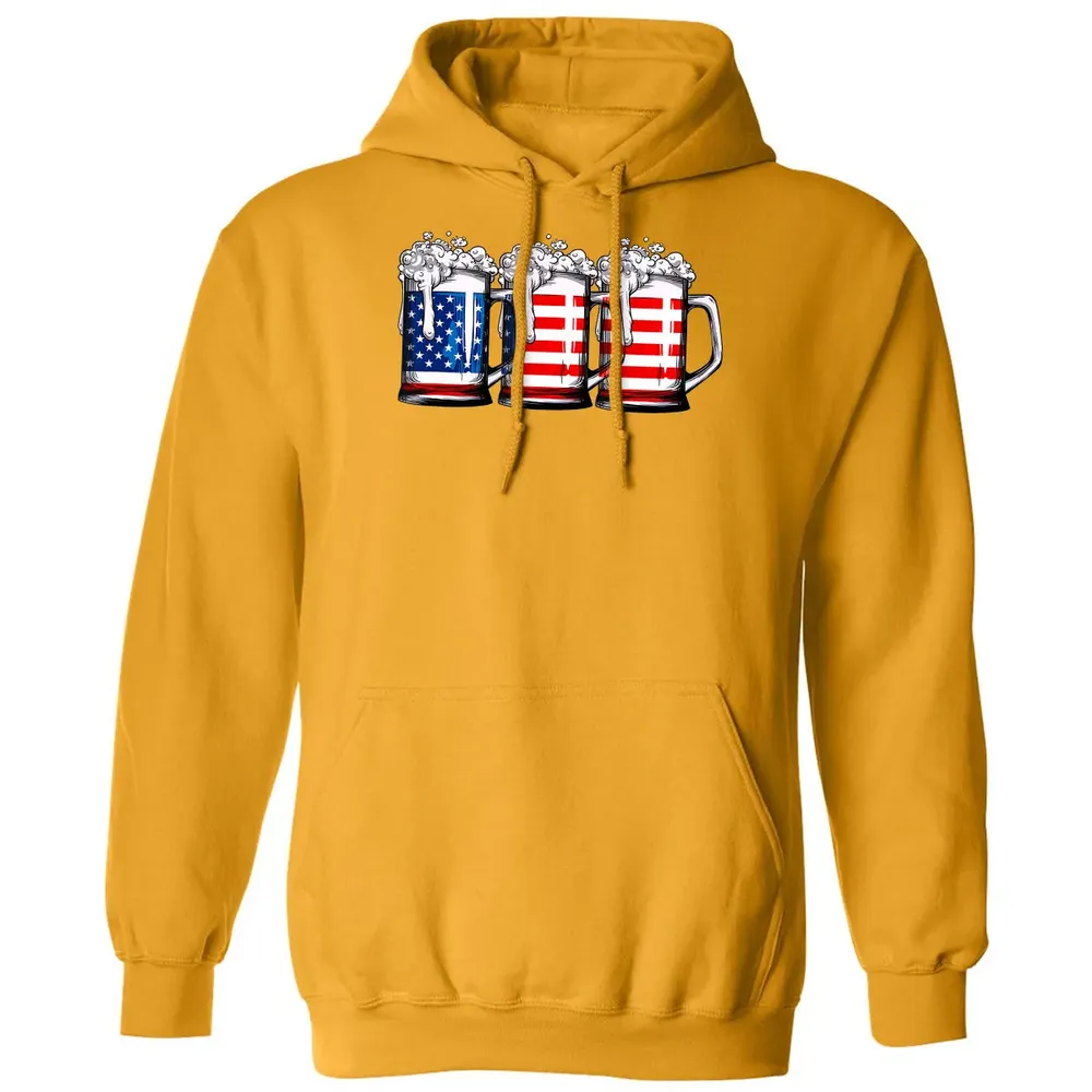 Beer American Flag  4th of July Men Women Merica USA Classic Unisex Hoodie - 12
