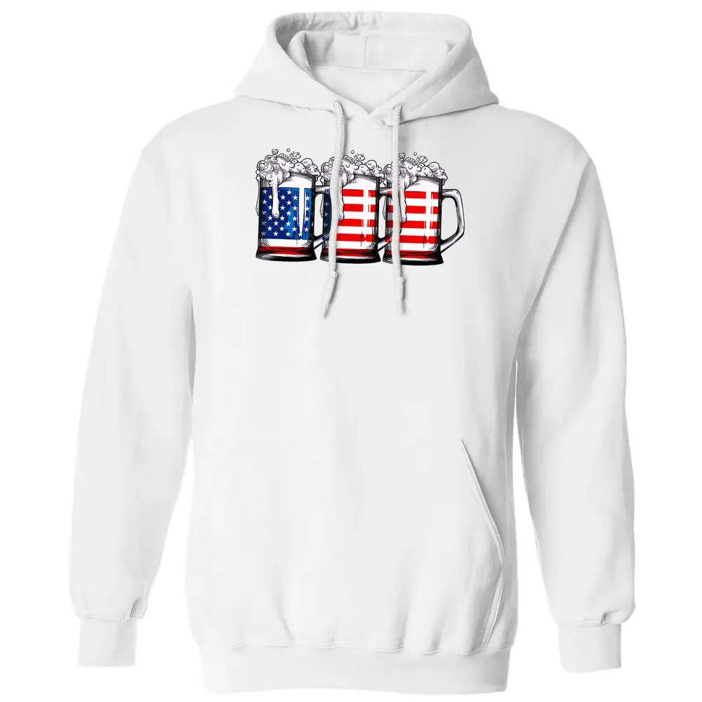 Beer American Flag  4th of July Men Women Merica USA Classic Unisex Hoodie - 11