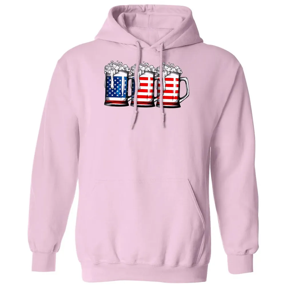 Beer American Flag  4th of July Men Women Merica USA Classic Unisex Hoodie - 3