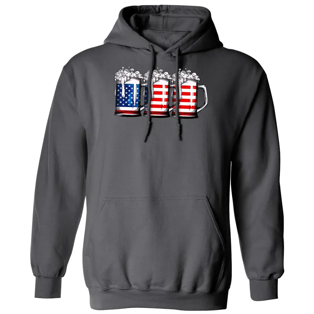 Beer American Flag  4th of July Men Women Merica USA Classic Unisex Hoodie - 7