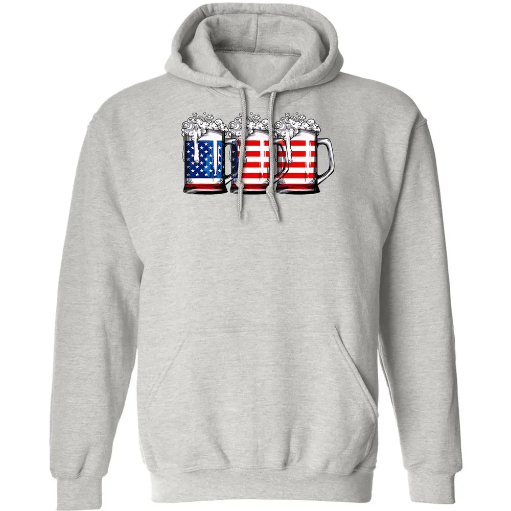 Beer American Flag  4th of July Men Women Merica USA Classic Unisex Hoodie - 8