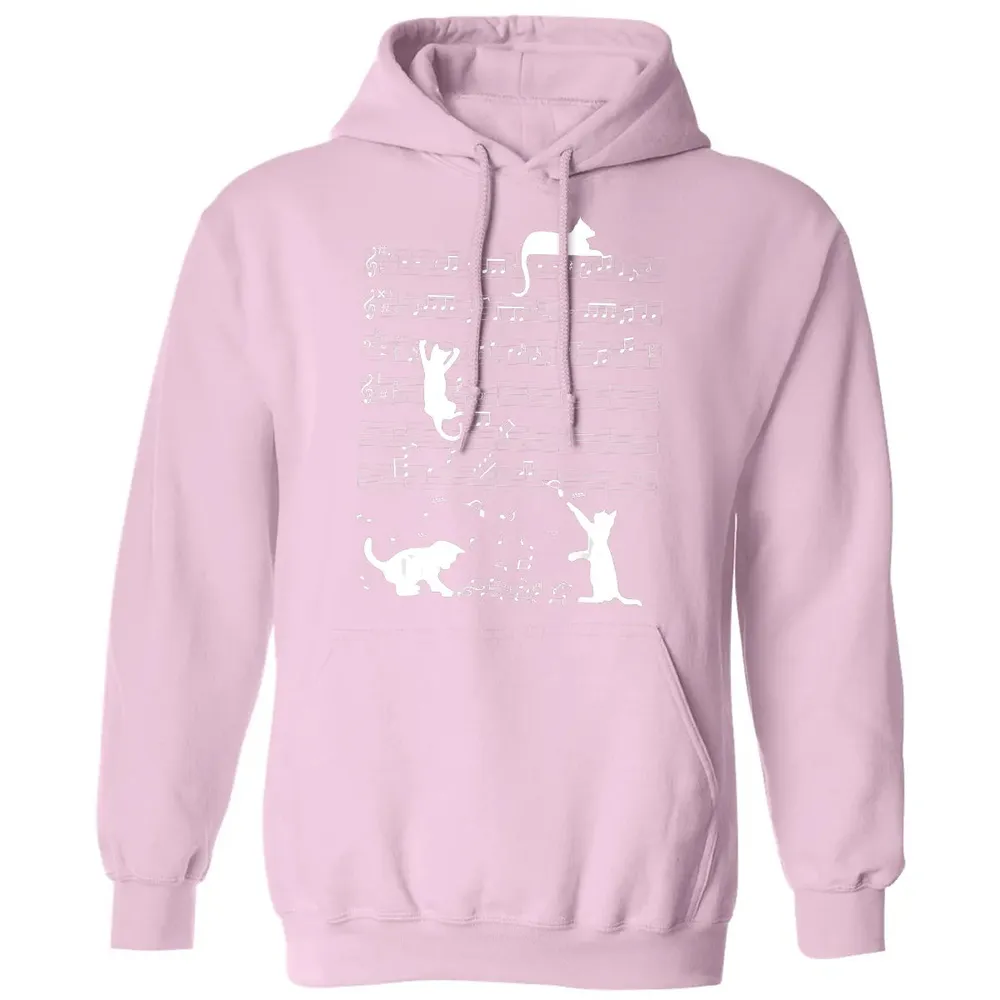 Cute Cat Kitty Playing Music Clef Piano Musician Art Classic Unisex Hoodie - 3