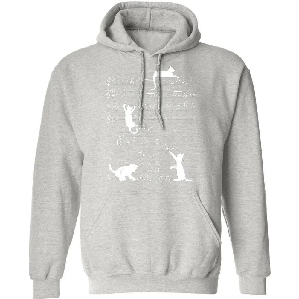 Cute Cat Kitty Playing Music Clef Piano Musician Art Classic Unisex Hoodie - 8