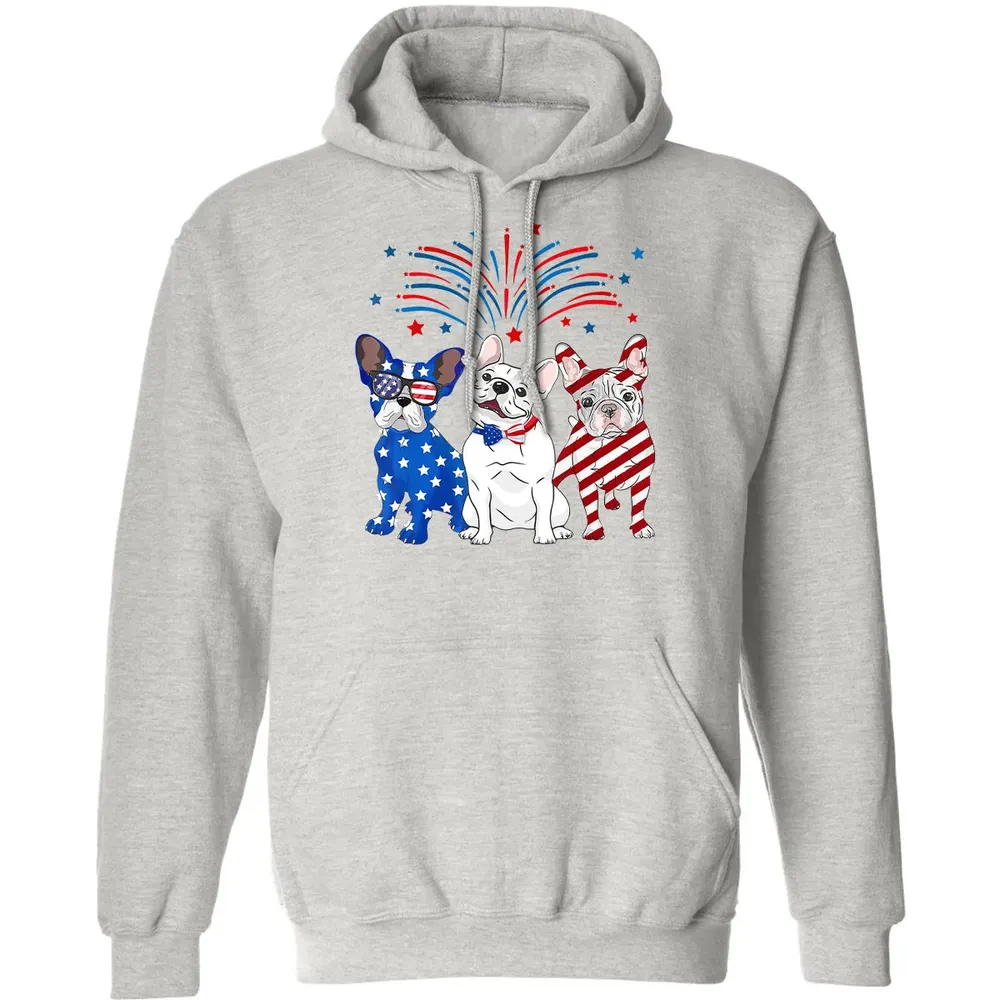 American Flag USA 4th of July French Bulldogs Classic Unisex Hoodie - 8