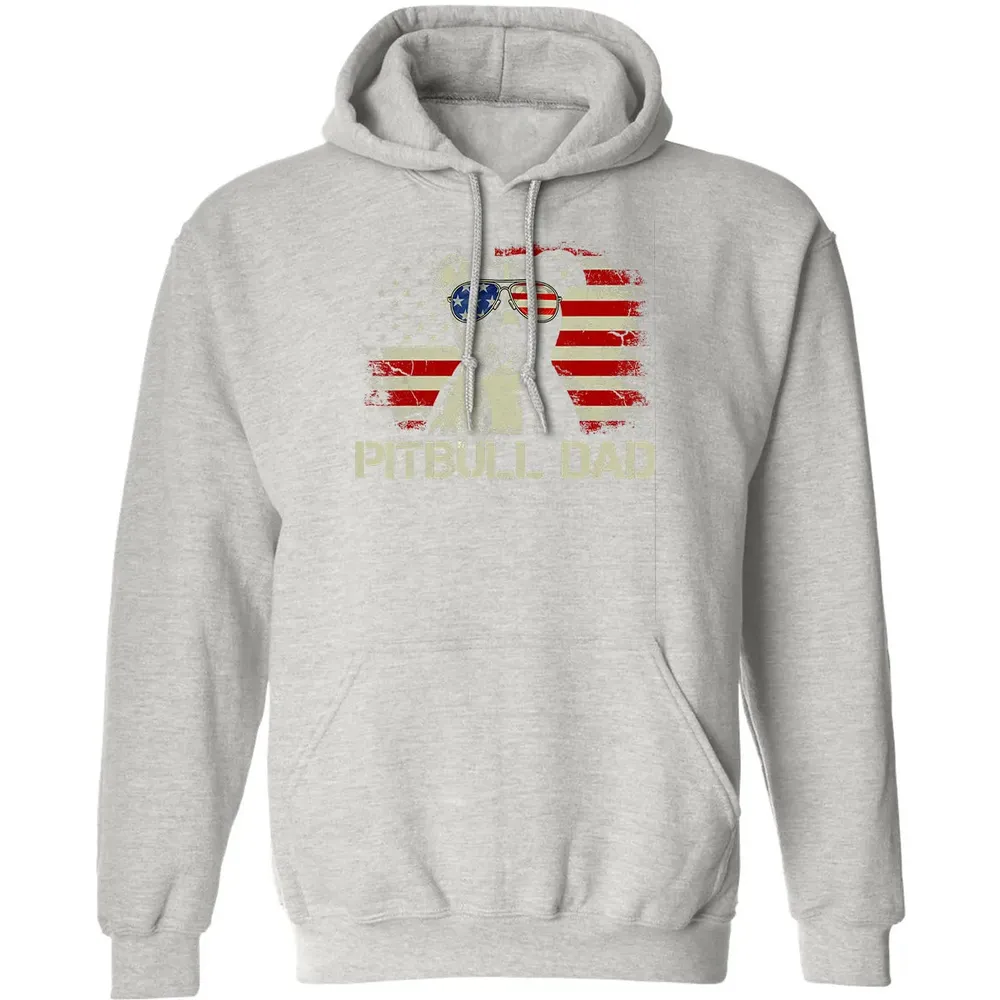 Mens Best Pitbull Dad Ever  American Flag 4th Of July Gift Classic Unisex Hoodie - 8