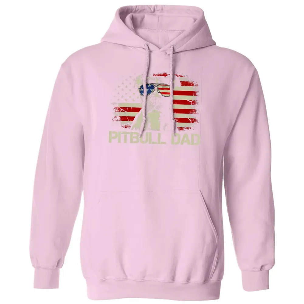 Mens Best Pitbull Dad Ever  American Flag 4th Of July Gift Classic Unisex Hoodie - 3