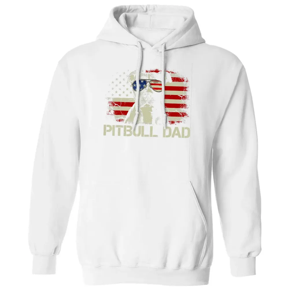 Mens Best Pitbull Dad Ever  American Flag 4th Of July Gift Classic Unisex Hoodie - 11