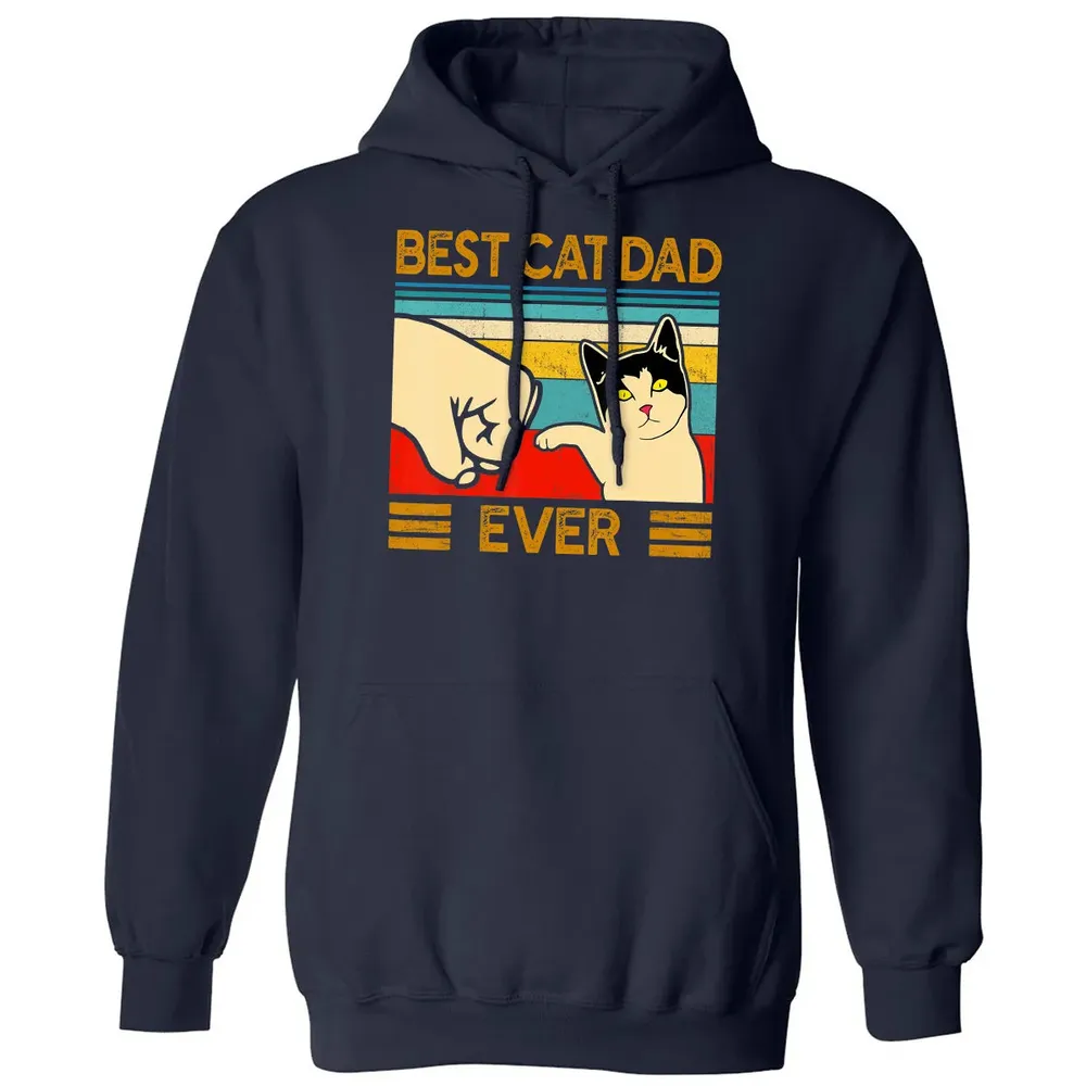 Best Cat Dad Ever  Funny Cat Daddy Father Day Gift Classic Unisex Hoodie - 2