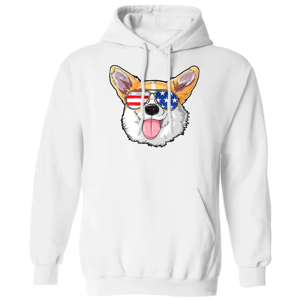 Corgi American Sunglasses  4th of July Dog Puppy USA Classic Unisex Hoodie - 11