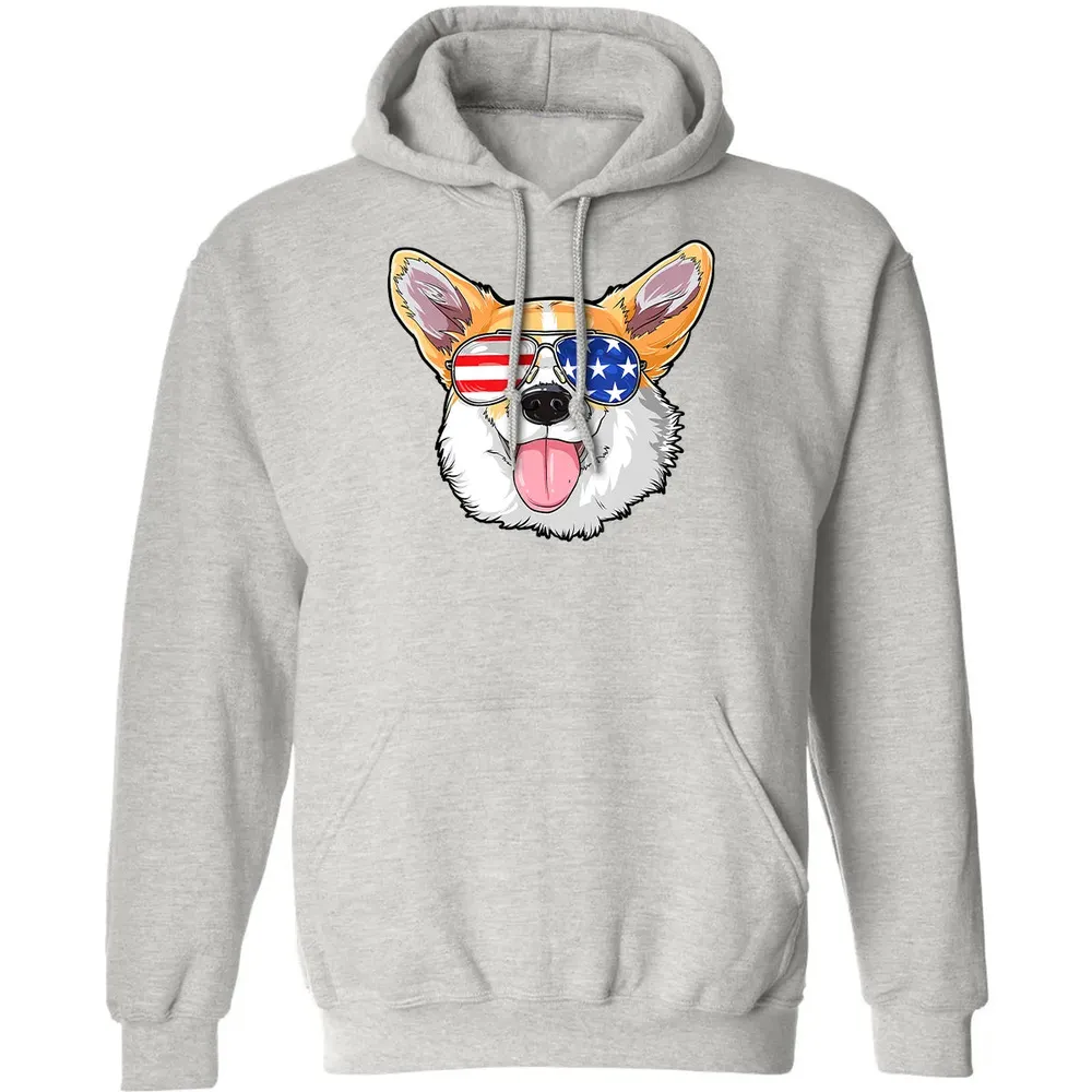 Corgi American Sunglasses  4th of July Dog Puppy USA Classic Unisex Hoodie - 8