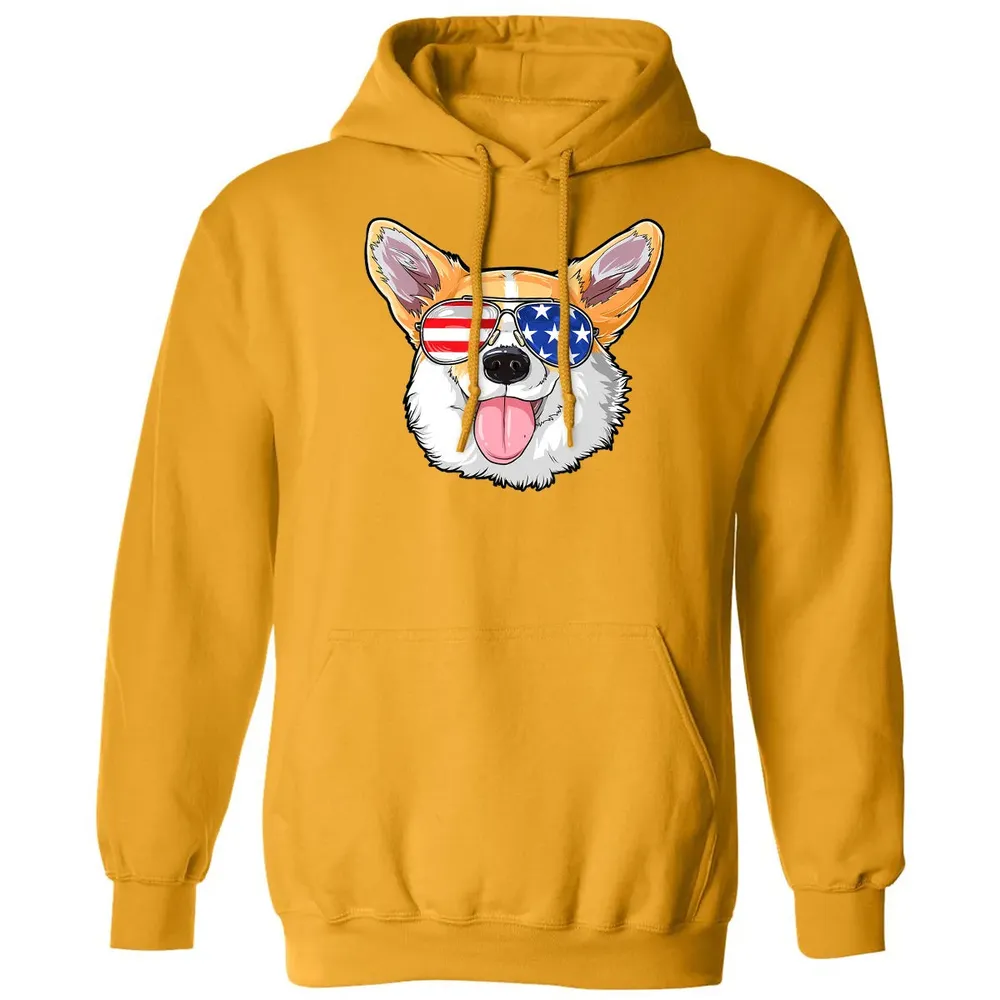 Corgi American Sunglasses  4th of July Dog Puppy USA Classic Unisex Hoodie - 12