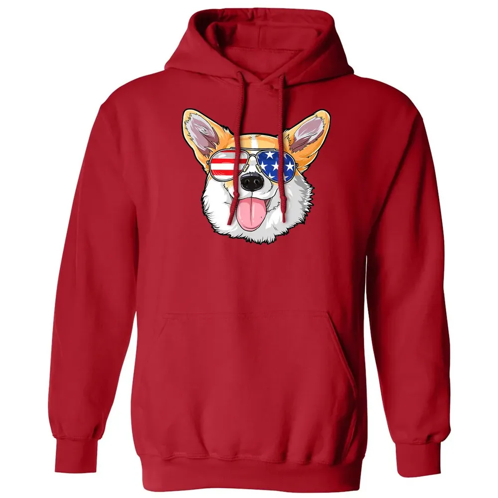 Corgi American Sunglasses  4th of July Dog Puppy USA Classic Unisex Hoodie - 5