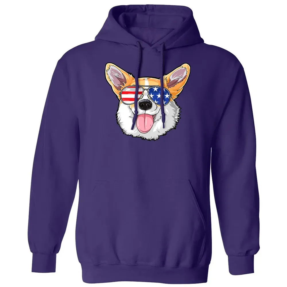 Corgi American Sunglasses  4th of July Dog Puppy USA Classic Unisex Hoodie - 6