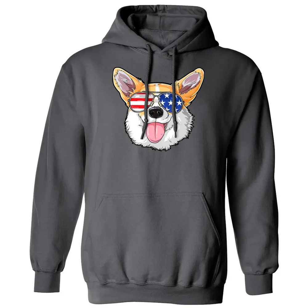 Corgi American Sunglasses  4th of July Dog Puppy USA Classic Unisex Hoodie - 7
