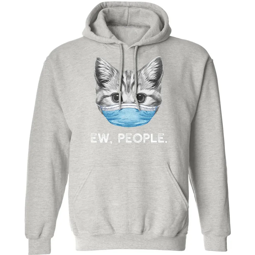 Ew People Cat Wearing Surgical Face Mask Cat Lover Gift Classic Unisex Hoodie - 8