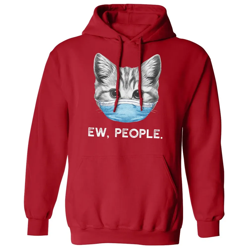 Ew People Cat Wearing Surgical Face Mask Cat Lover Gift Classic Unisex Hoodie - 5