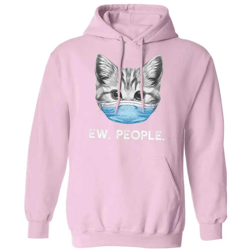 Ew People Cat Wearing Surgical Face Mask Cat Lover Gift Classic Unisex Hoodie - 3