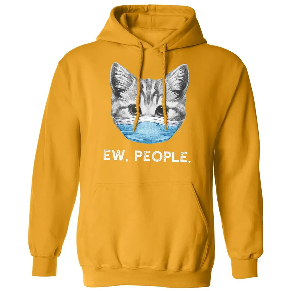 Ew People Cat Wearing Surgical Face Mask Cat Lover Gift Classic Unisex Hoodie - 12