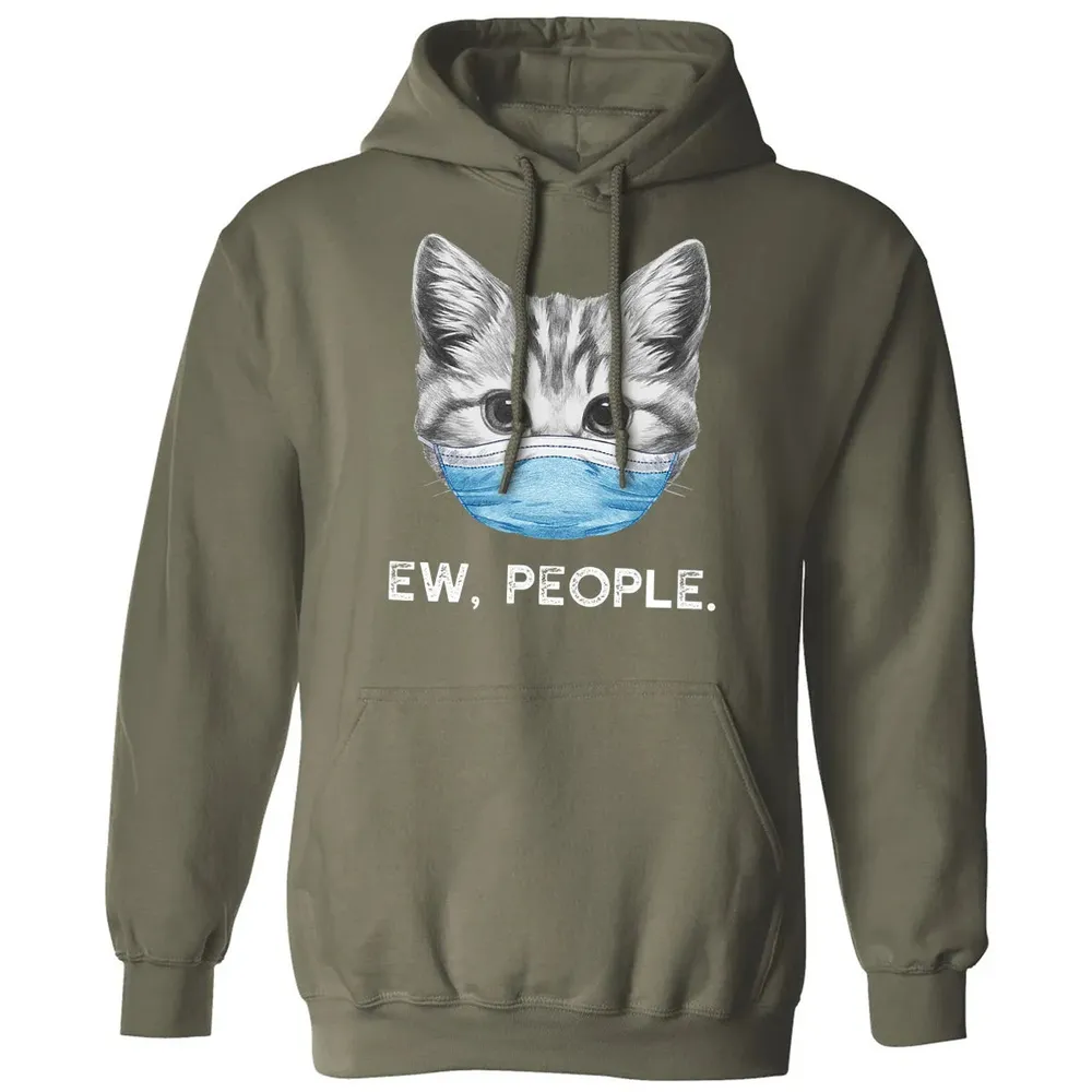 Ew People Cat Wearing Surgical Face Mask Cat Lover Gift Classic Unisex Hoodie - 4
