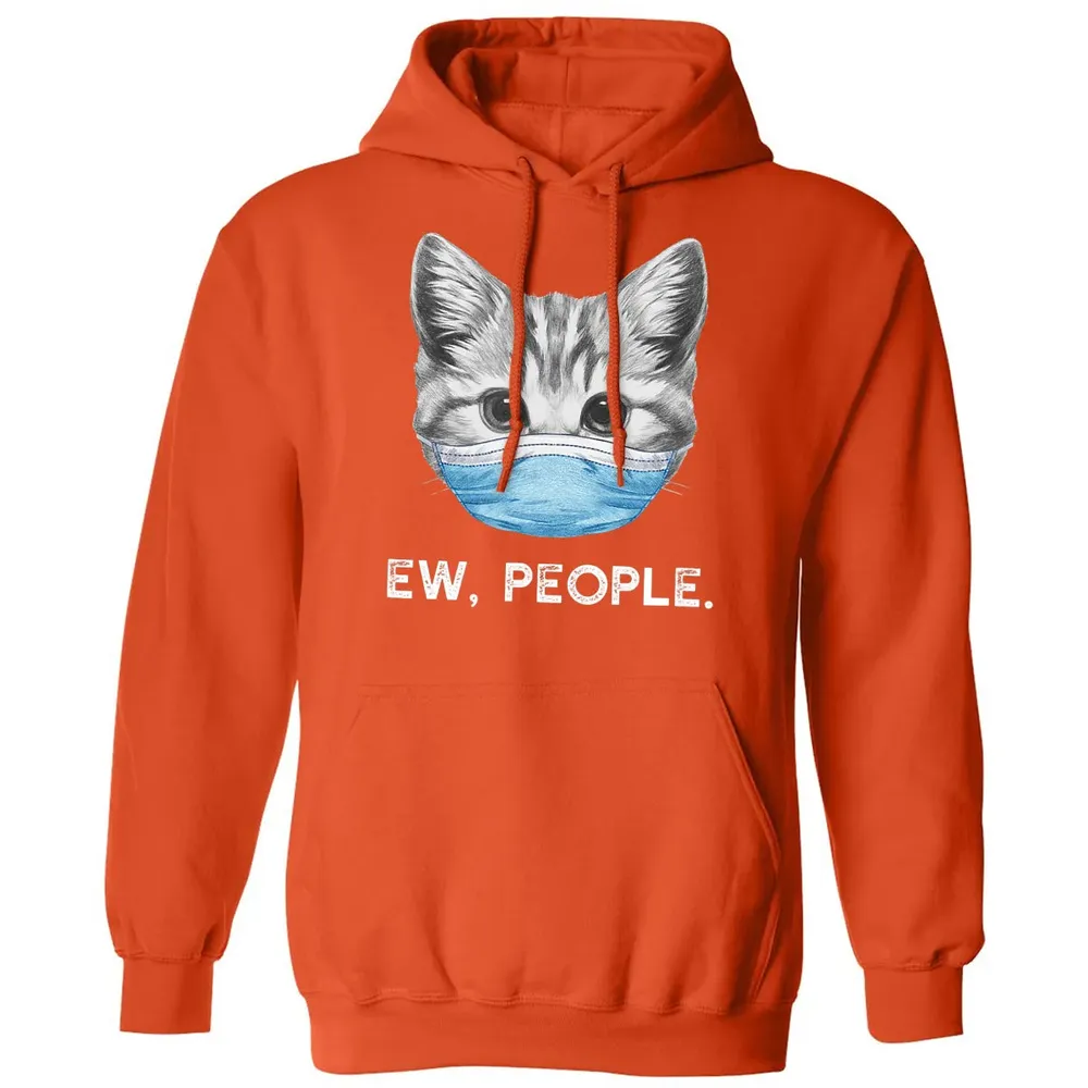 Ew People Cat Wearing Surgical Face Mask Cat Lover Gift Classic Unisex Hoodie - 10