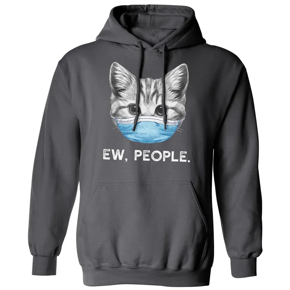 Ew People Cat Wearing Surgical Face Mask Cat Lover Gift Classic Unisex Hoodie - 7