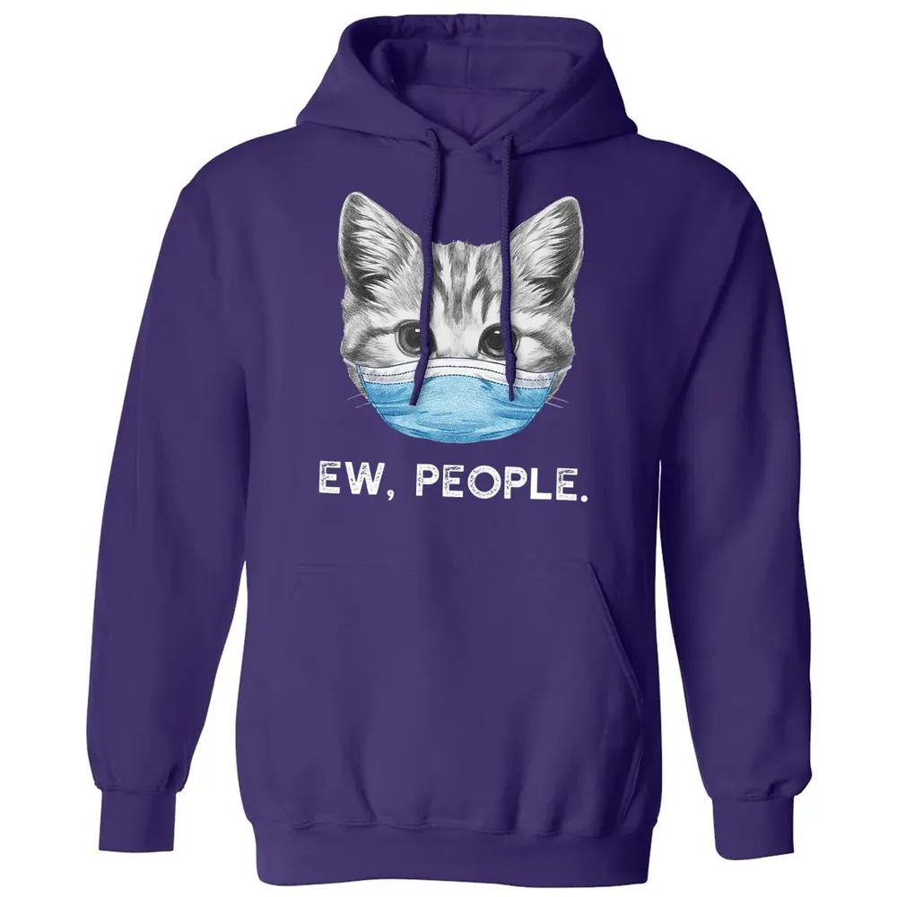 Ew People Cat Wearing Surgical Face Mask Cat Lover Gift Classic Unisex Hoodie - 6