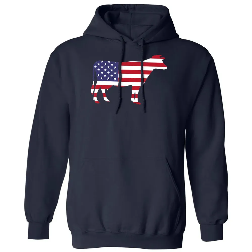 Cow American Flag  Funny 4th of July USA America Classic Unisex Hoodie - 2