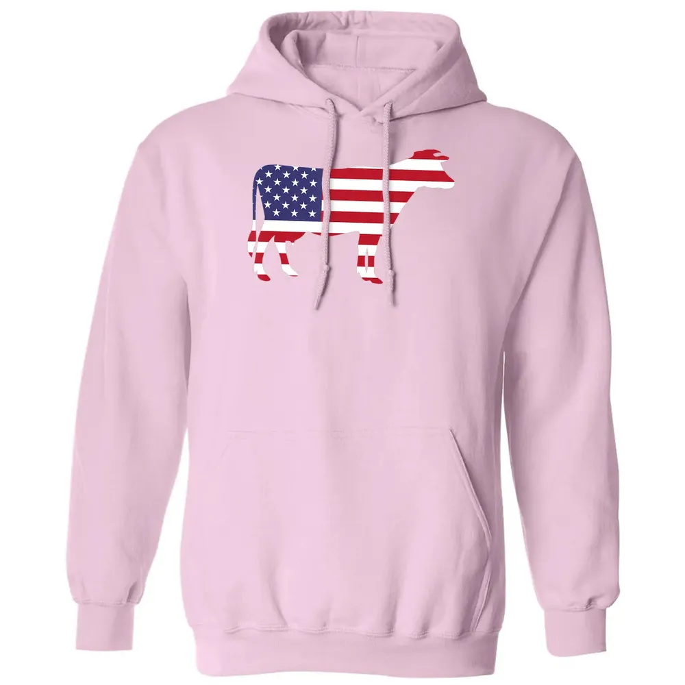 Cow American Flag  Funny 4th of July USA America Classic Unisex Hoodie - 3