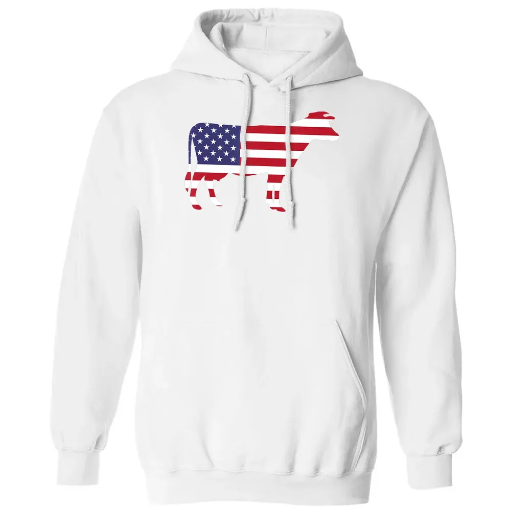 Cow American Flag  Funny 4th of July USA America Classic Unisex Hoodie - 11