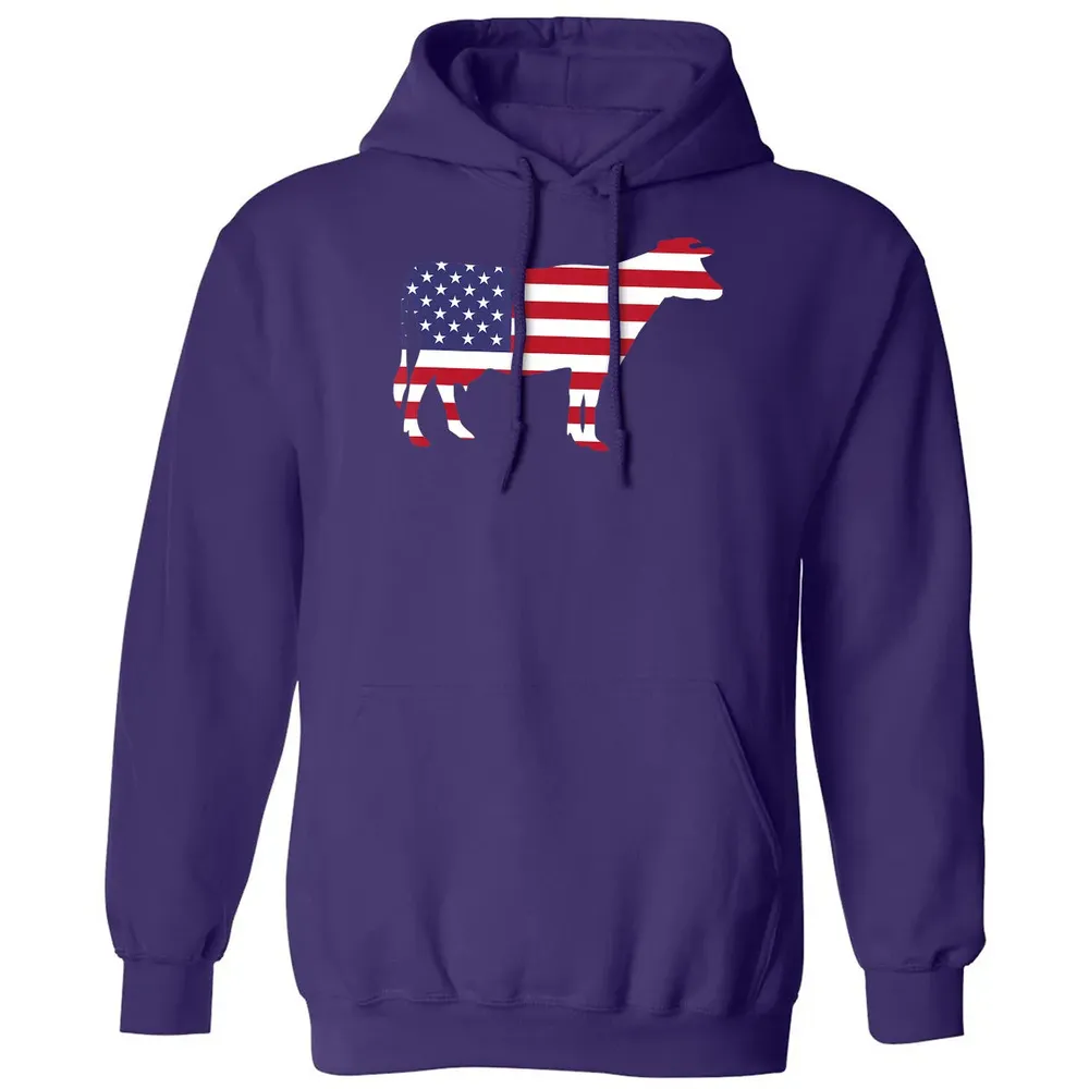 Cow American Flag  Funny 4th of July USA America Classic Unisex Hoodie - 6