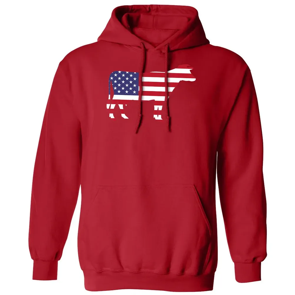 Cow American Flag  Funny 4th of July USA America Classic Unisex Hoodie - 5