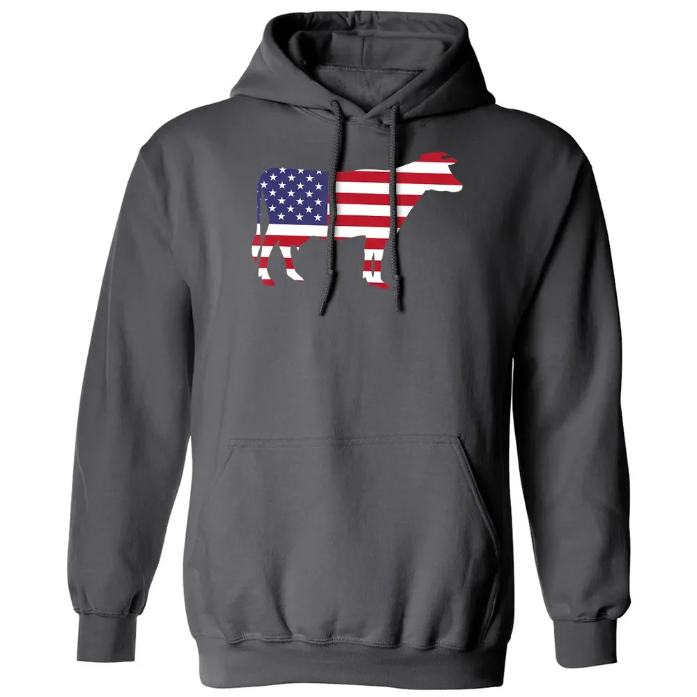Cow American Flag  Funny 4th of July USA America Classic Unisex Hoodie - 7