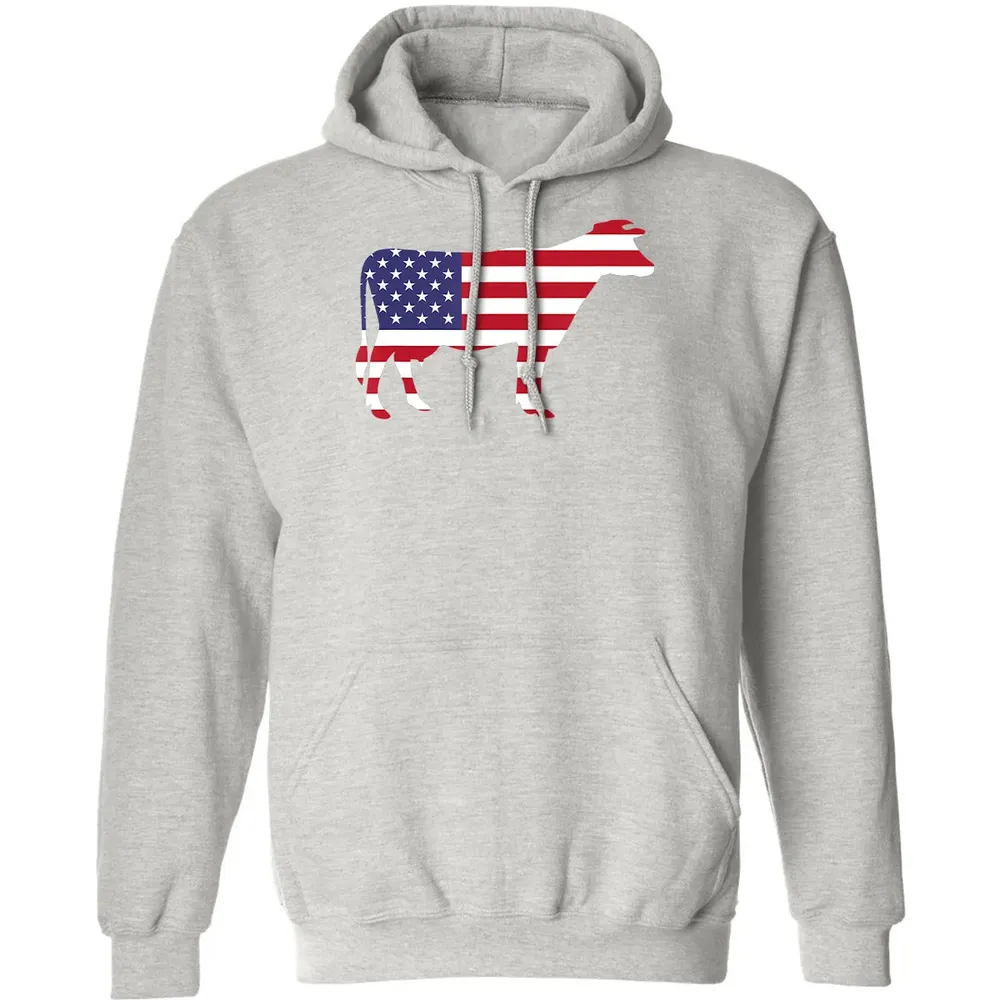 Cow American Flag  Funny 4th of July USA America Classic Unisex Hoodie - 8