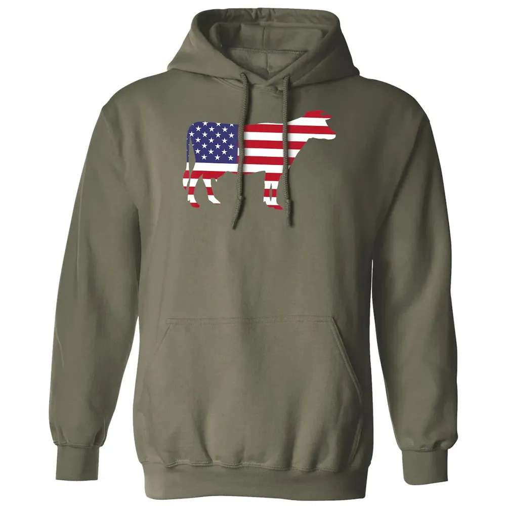 Cow American Flag  Funny 4th of July USA America Classic Unisex Hoodie - 4
