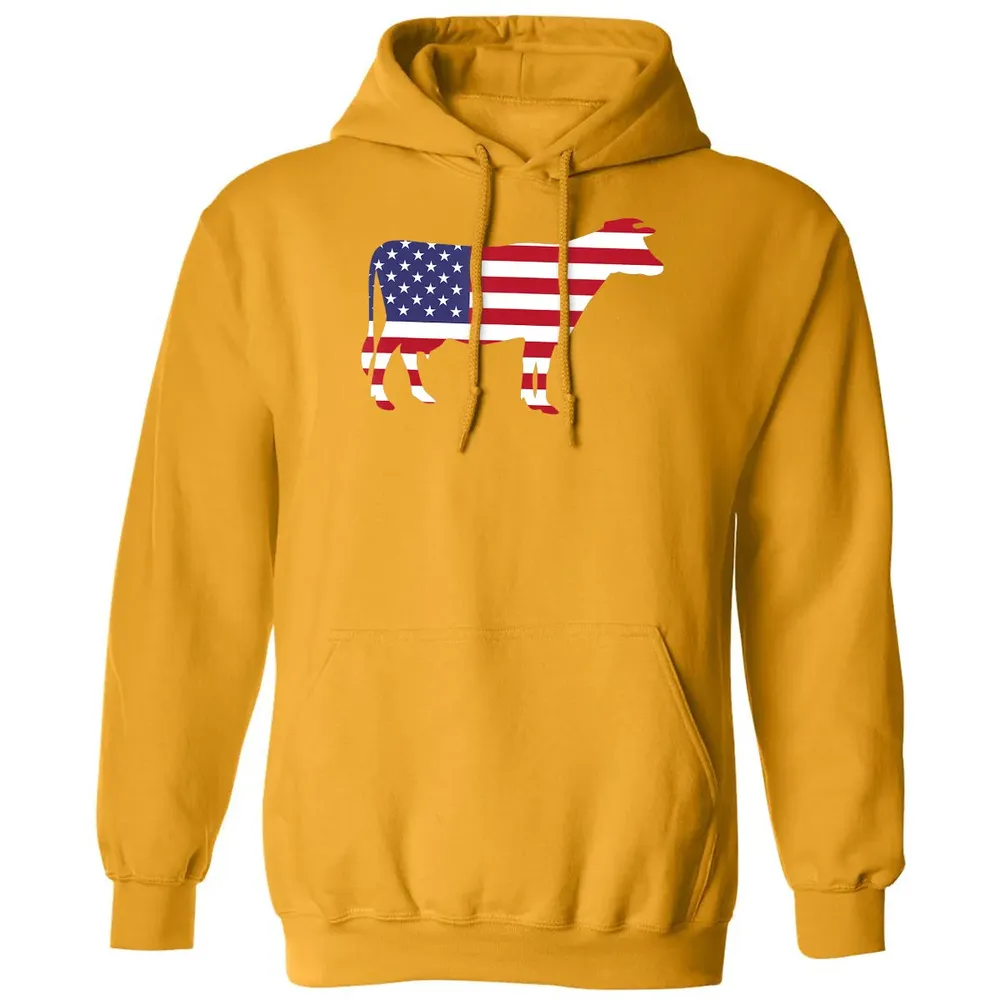 Cow American Flag  Funny 4th of July USA America Classic Unisex Hoodie - 12