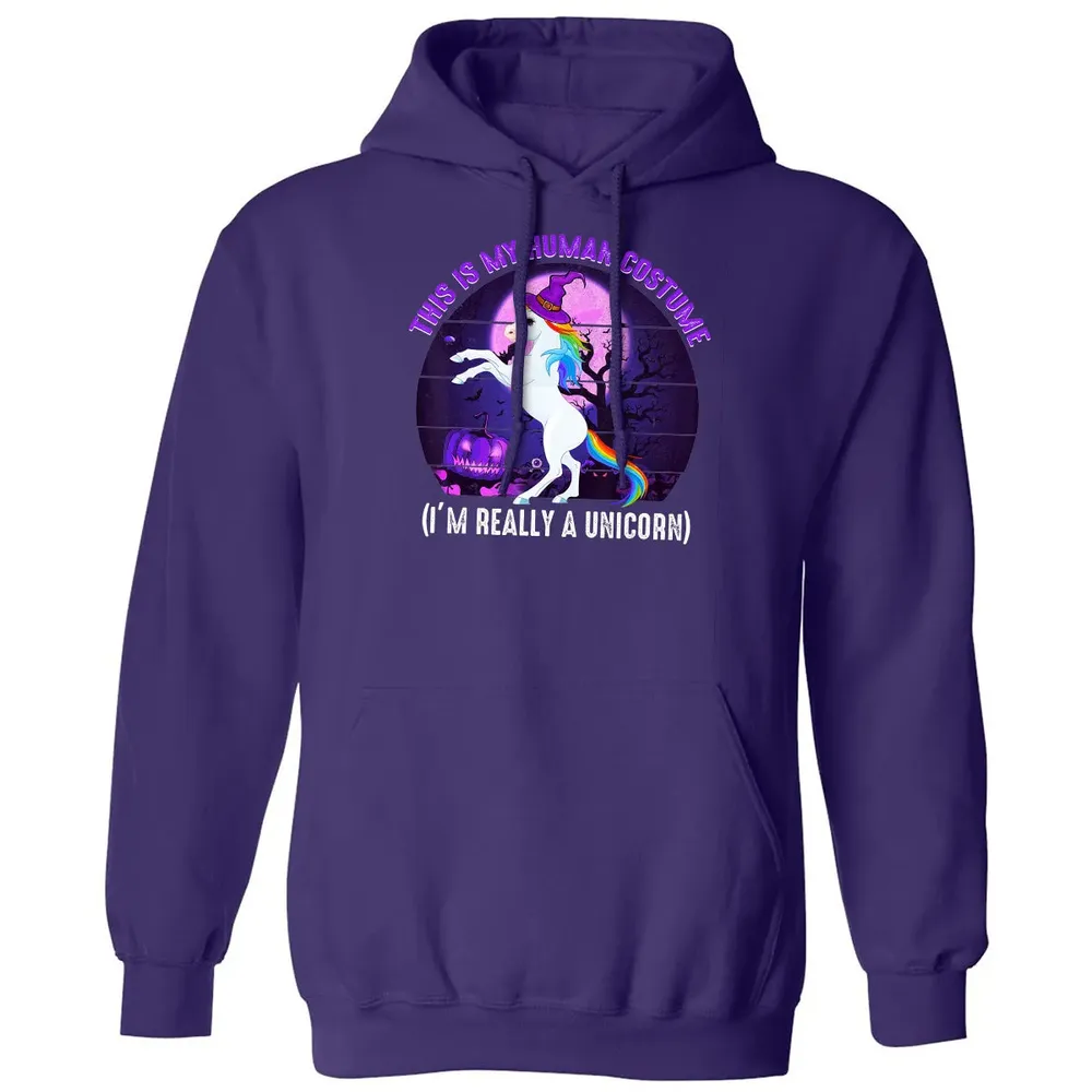 This is My Human Costume Funny Unicorn Halloween Classic Unisex Hoodie - 6