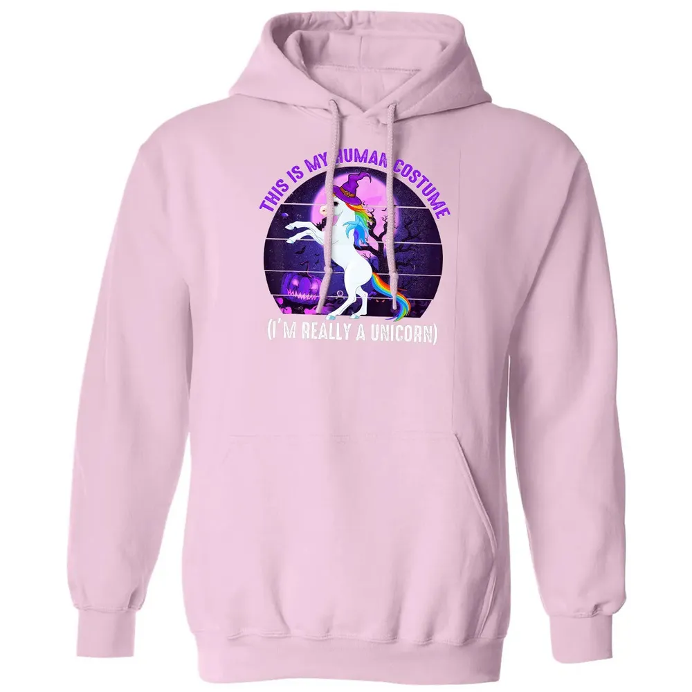 This is My Human Costume Funny Unicorn Halloween Classic Unisex Hoodie - 3